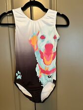 NWOT GK Elite Paws For A Cause Gymnastics Leotard Dog Pattern Size Adult Small for sale  Shipping to South Africa
