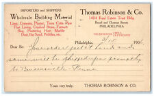 1906 Thomas Robinson & Co. Wholesale Building Material Philadelphia Postal Card for sale  Shipping to South Africa