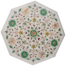 18" Marble Coffee Table Top MAlachite Pietra dura Inlay Art Work , used for sale  Shipping to South Africa