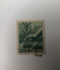 Poste Italiane Francobollo 1 Lira Del 1945 Usato `mano Che Pianta un ulivo`. usato  Milano