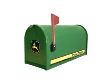 John Deere Collectible Mailbox With Decals Flag Green Metal Residential Post Mnt for sale  Shipping to Canada