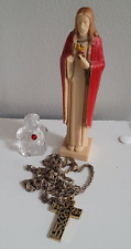 Vintage Estátua de Plástico do Sagrado Coração de Jesus, Colar Deus Te Ama, Vermelho Anjo comprar usado  Enviando para Brazil