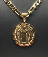 Colar Pingente Medalha San Benito Banhado a Ouro Cadena 26" Oro Laminado comprar usado  Enviando para Brazil