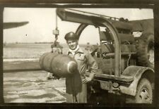 Org. Photo: US Pilot Posed w/ Aerial Munition Bomb on a Trucks Winch on Airfield for sale  Shipping to South Africa