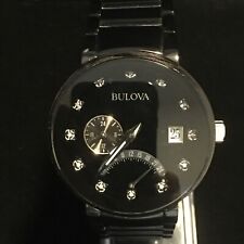 Bulova relógio de data masculino diamante todo preto aço inoxidável 40mm 98D109 nunca usado comprar usado  Enviando para Brazil