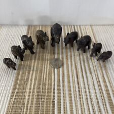 Lot Of 9 Ironwood Hand carved Wooden Elephants Small for sale  Shipping to South Africa