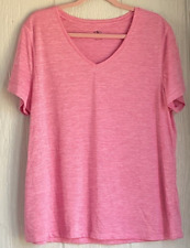Camisa para mujer XL (16-18) rosa a rayas manga corta atlética funciona cuello en V segunda mano  Embacar hacia Argentina