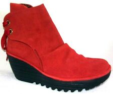 NEW FLY LONDON YAMA RED OIL SUEDE WEDGE ANKLE BOOTS BOOTIES 38, 39, 41, 42, used for sale  Shipping to South Africa