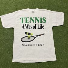 Camiseta deportiva estilo de vida tenis vintage años 90 puntada única grande L camiseta blanca segunda mano  Embacar hacia Mexico
