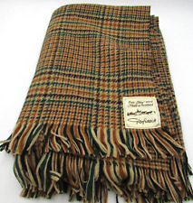 Glenfiddich Scotland 100% Wool Heavyweight 55” x 70” Brown Plaid Vintage Blanket, used for sale  Shipping to South Africa