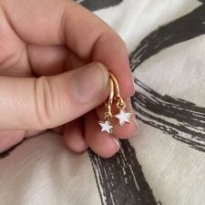 Used, Gold Huggie Hoop Earrings with Small White Star Charm for sale  Shipping to South Africa