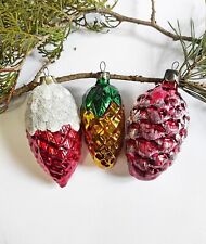 Used, Set of 3 Pine cones Christmas Glass Ornaments Xmas tree Decoration Vintage USSR for sale  Shipping to South Africa