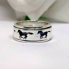 Horse Spinner Band Ring Designer Sterling Silver Ring, Meditation Ring, Anxi J68 for sale  Shipping to South Africa