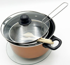 24cm Non-Stick Chip Pan Set With Basket, 2-Chop Sticks and Glass Lid for sale  Shipping to South Africa