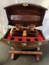 Vintage Treasure Chest Barrel Decanters & Shot Glasses Pirate Box Price Imports for sale  Shipping to South Africa