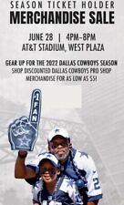 4 DALLAS COWBOYS SEASON TICKET HOLDER MERCHANDISE SALE TICKETS @ AT&T 6/28/2022 for sale  Chicago
