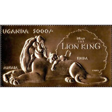 Uganda - Sello de oro del Rey León Mufasa y Simba segunda mano  Embacar hacia Argentina