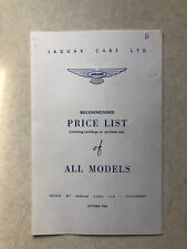 Jaguar Cars Price List October 1966 E-Type, Mark 2, 420, 420G, 420G Limo, S-Type for sale  OKEHAMPTON