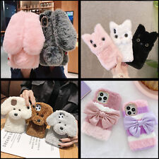 Girly Faux Fur Bunny Soft Phone Cover Fluffy Furry Nap Women Back Case for Moto for sale  Shipping to South Africa