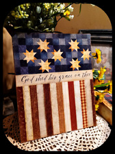  Primitive Distressed Print on Canvas AMERICANA  FLAG`GOD SHED HIS GRACE 8x10 for sale  Union