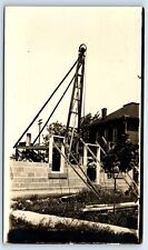 Postcard Construction of a Cement Block Home/Building, Pulley Crane RPPC G184 for sale  Shipping to South Africa
