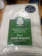 Used, Gerber Prefold Premium 6-Ply Cloth Diapers White 5 Pack NEW 20x14” Diaper Liners for sale  Shipping to South Africa