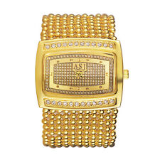 Relógio de pulso feminino de luxo folheado a ouro quadrado quartzo pulseira com miçangas largas comprar usado  Enviando para Brazil