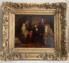 William Mulready 1786-1863 Intro Schoolmaster Antique Oil Canvas Painting Framed for sale  Shipping to South Africa