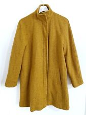 House Of Bruar Womens Wool Tweed Mustard High Neck Coat Size 10 for sale  Shipping to South Africa