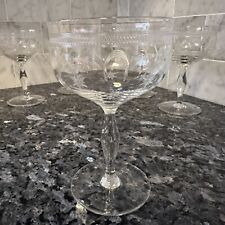 Vintage Elegant Depression Glass Star Etched Clear Stemmed Champagne Coup for sale  Shipping to South Africa