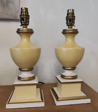 Pair Vintage Yellow & Gold Wooden Table Lamps in Classical Urn Style for sale  Shipping to South Africa