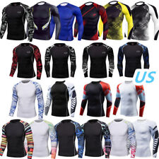 US Mens Quick Dry Rashguard Swim Shirt Long Sleeve Compression Tops Sweatshirt  for sale  Shipping to South Africa