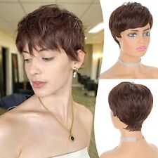 Perucas de cabelo humano marrom escuro onda curta corte pixie perucas para festa natural feminina comprar usado  Enviando para Brazil