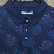 Roundtree & Yorke Polo Shirt Mens 3XB Big Performance Blue Floral Pullover for sale  Shipping to South Africa