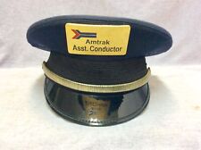 AMTRAK “ASST. CONDUCTOR” HAT AND BADGE - VINTAGE “BUSMAN STYLE” WITH SOLID TOP for sale  Shipping to South Africa