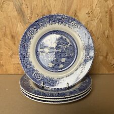 Used, 4 x Vintage Woods Ware Willow Pattern Blue & White Tea Side Plates - 17cm for sale  MALVERN