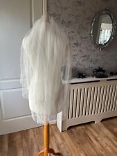 100% Pure Soft Silk, 2 Tier Wedding Veil, 39 inch, Ivory with Straight Edge. for sale  Shipping to South Africa