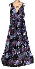 Vestido maxi Jaclyn Smith - Preto e roxo floral sem mangas - Feminino tamanho 2X comprar usado  Enviando para Brazil