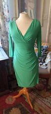 LRL RALPH LAUREN Dress 6 Green Faux Wrap Stretch Ruched 3/4 Sleeve St Patricks comprar usado  Enviando para Brazil