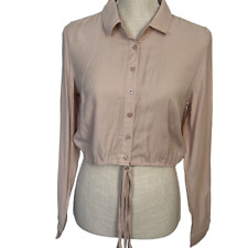 Camisa feminina IRIS crop top leve com botões amarrar frontal média, blush comprar usado  Enviando para Brazil
