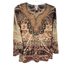 Chico's Embroidered burnout blouse Paisley Large Boho Top USA for sale  Shipping to South Africa