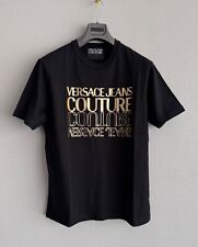 Camiseta Versace Jeans Couture tamanho XXL metálica tom dourado logotipo preto algodão comprar usado  Enviando para Brazil