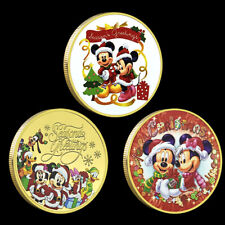 Merry Christmas 3 Monedas Conmemorativas de Navidad Doradas Mickey Y Minnie Disney segunda mano  Embacar hacia Argentina