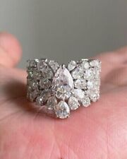 Aliança de casamento simulada de pera 3 quilates aglomerado de diamante anel de prata ouro branco 14k por cima comprar usado  Enviando para Brazil