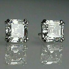 2 Ct Asscher Cut Lab Created Diamond Women's Stud Earrings 14K White Gold Plated, used for sale  Shipping to South Africa