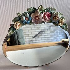 Vintage Bevel Edged Mirror Art Deco Dressing Table Floral 1930s 34.5 X 32.5 Cms. for sale  Shipping to South Africa
