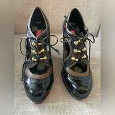 Betsey Johnson Patent Leather Laced Up Oxford Wedges (9.5) for sale  Shipping to South Africa