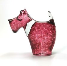 Vintage Wedgwood Cranberry Speckled Glass Paperweight Scottie Terrier, used for sale  Shipping to South Africa