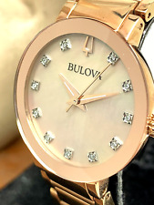 Relógio feminino Bulova 97P132 mostrador de diamante tom de ouro rosa aço inoxidável quartzo comprar usado  Enviando para Brazil