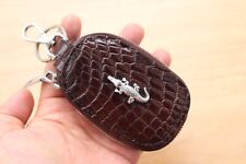 Handmade Brown Real Crocodile Car Key Holder Wallet- Zipper Keychain Bag for sale  Shipping to South Africa